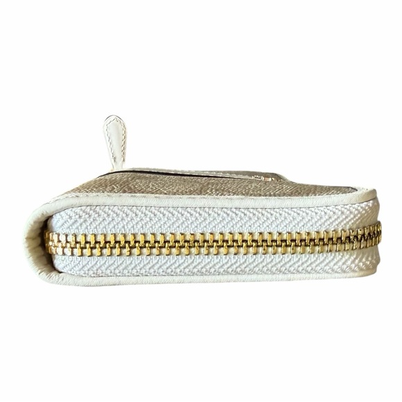 Coach Beige Signature Canvas Zip Wallet with Cream Trim - Picture 5 of 12